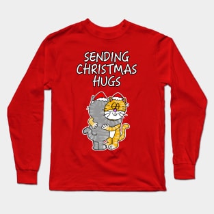 Sending Christmas Hugs Cats Lockdown Xmas 2020 Long Sleeve T-Shirt